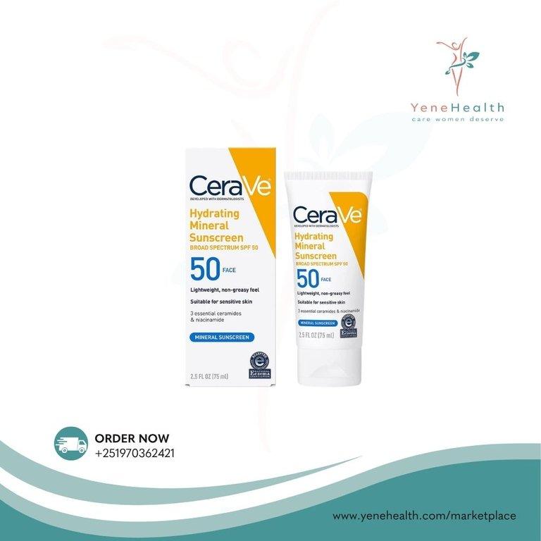 Cerave Hydrating Mineral Sunscreen 50 SPF Face 75 ml